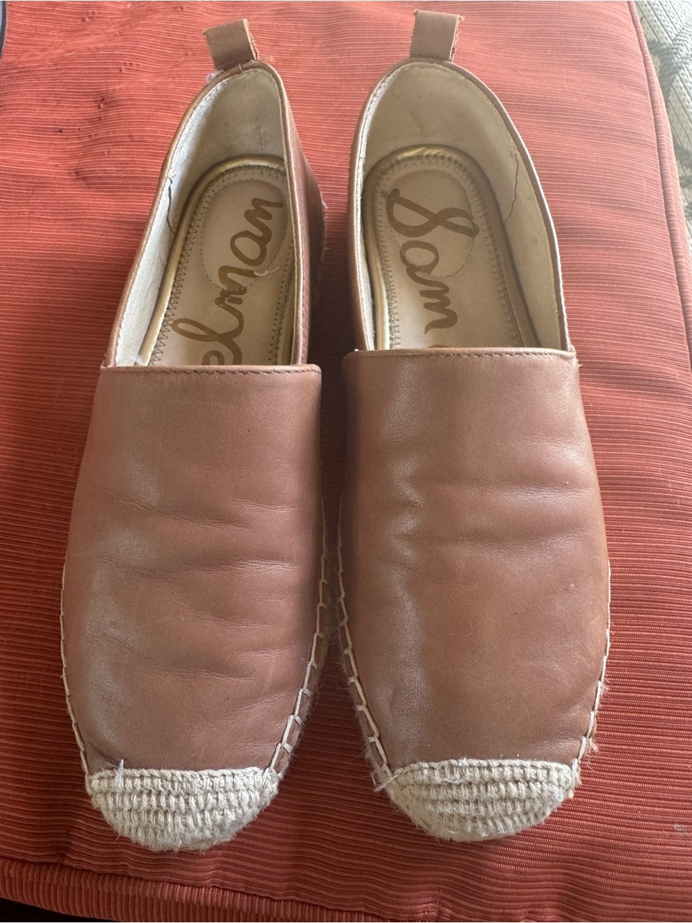 Sam Edelman Tan Leather Espadrille Slip-On Flats Size 7 . Barely worn